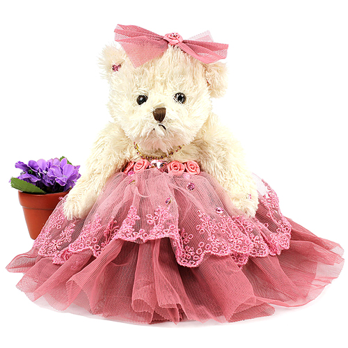 Best Sellers: Key Chain - Wedding Dress Teddy Bear - Hot Pink - KC-Z20125HP